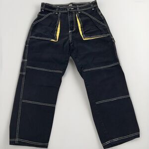 Urban Outfitters BDG Black Carpenter Cargo Jeans w/Yellow 27 High Rise Wide Leg